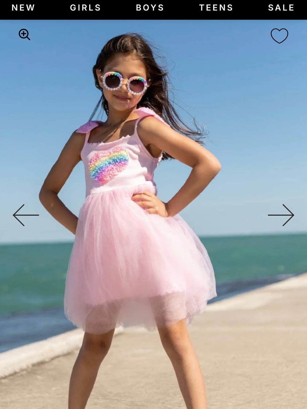 Lola + The Boys Pink Tulle Dress with Rainbow Ruffled Heart